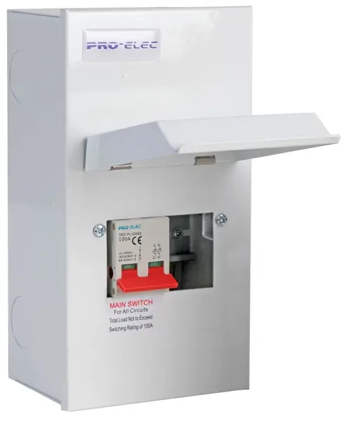 PRO ELEC Cuadro de Distribución Metálico 4 Circuitos con Interruptor Principal 