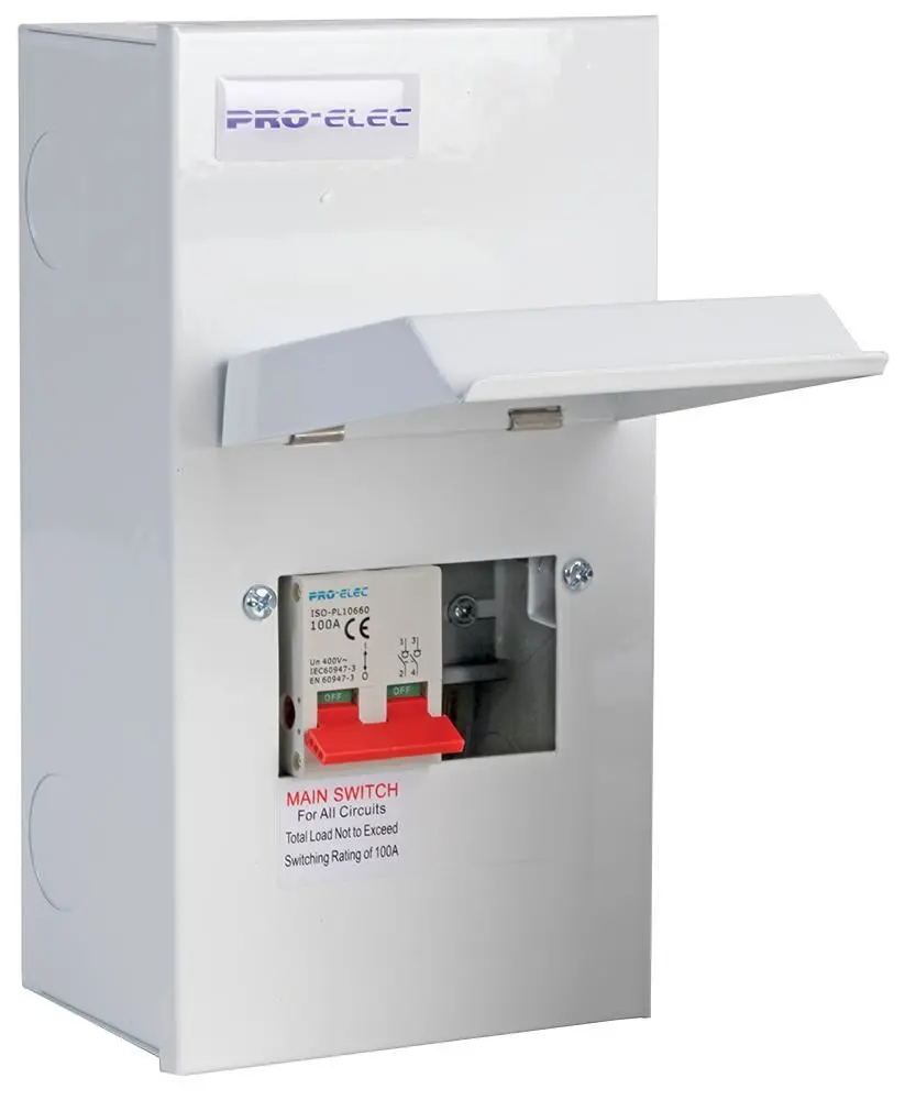 PRO ELEC Cuadro de Distribución Metálico 4 Circuitos con Interruptor Principal 