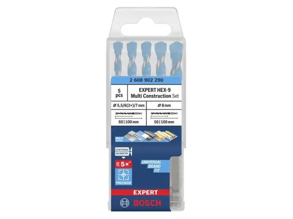 Bosch EXPERT HEX-9 Multi Construction Drill Bit Set - 5 Piece Set