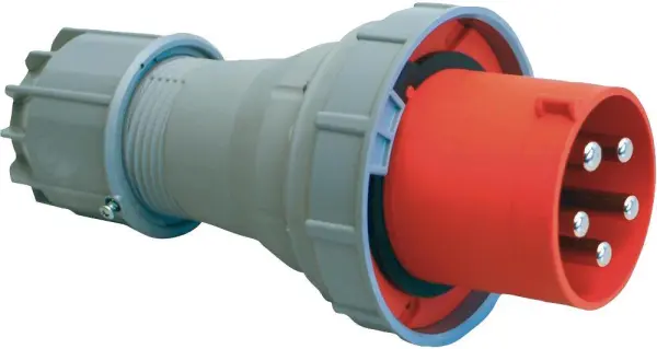 PCE Spina CEE 63A 400V, 3P+N+E, Rosso, IP67, Montaggio a Cavo