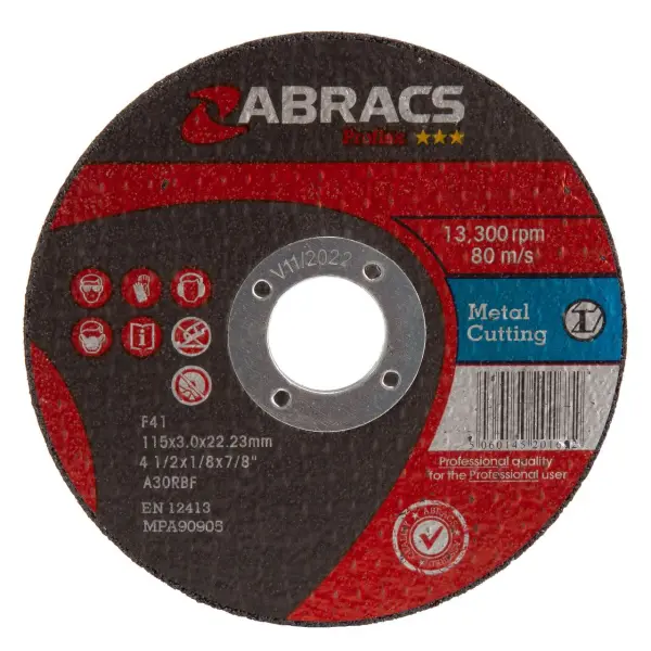 Abracs Proflex - Disques à tronçonner le métal 115mm x 3mm (Lot de 25)