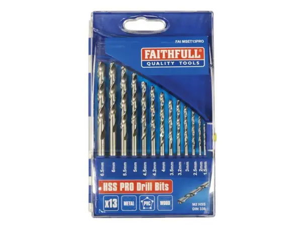Faithfull HSS Jobber Drill Bit Set, 13-Piece (1.5-6.5mm)