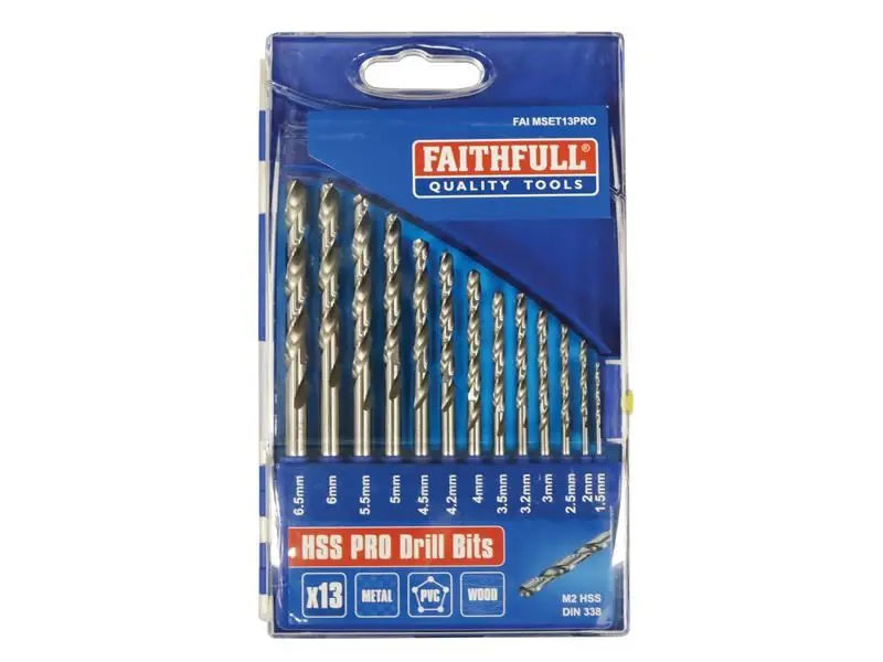 Faithfull HSS Jobber Drill Bit Set, 13-Piece (1.5-6.5mm)