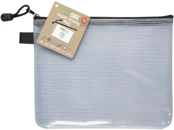 ECO-ECO Water Resistant A5 Super Strong Bag with Zip Clear