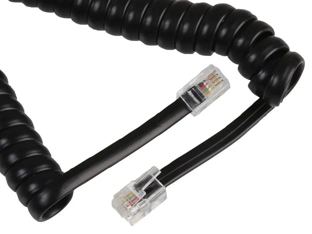 PRO SIGNAL RJ10 Plug-to-Plug Coiled Handset Cord, 1.5m, Black