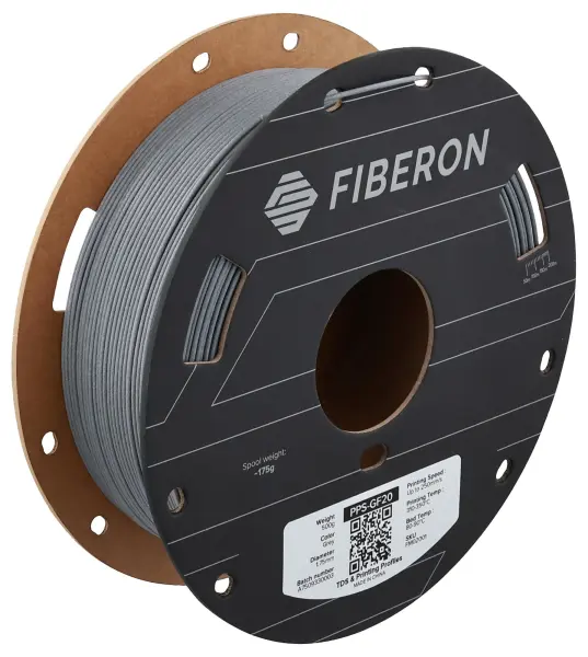 Polymaker Fiberon PPS-GF20 3D Printer Filament, 1.75mm, Grey, 0.5kg