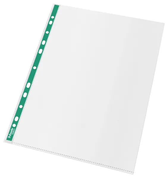 Esselte A4 Embossed Multi-Punched Document Pockets, 34 Micron, Pack of 100