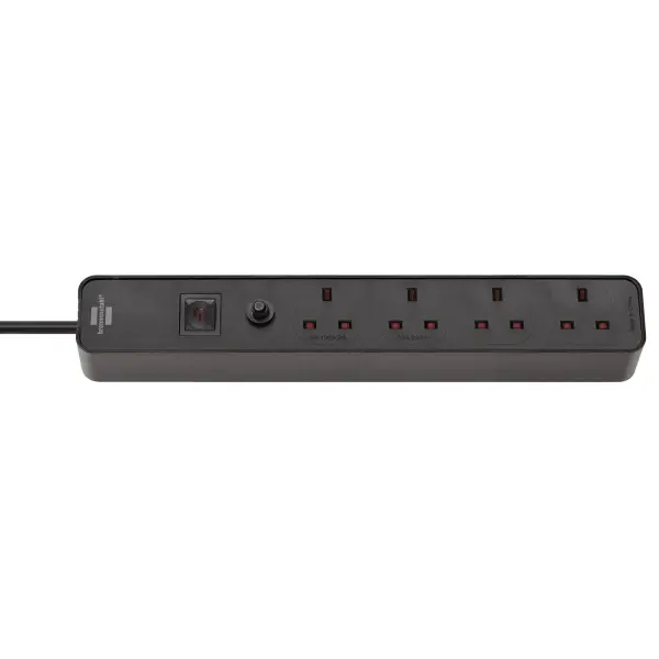 BRENNENSTUHL Ecolor FB 4 Gang Mains Extension Lead - Black 3m Black/Black