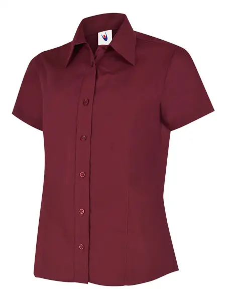Uneek Clothing - Chemise femme mi-manches en popeline - Bordeaux 2XL