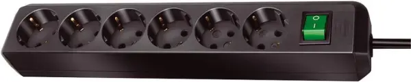BRENNENSTUHL Eco-Line 6口延長コード 1.5m 黒