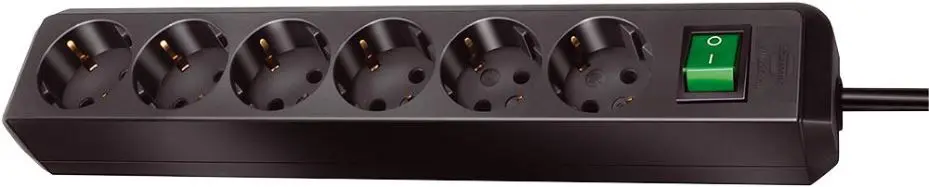 BRENNENSTUL Eco-Line Euro 6-fach Steckdosenleiste, 1,5m, schwarz