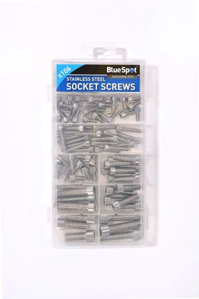 Blue Spot Tools 106PCS 스테인리스 스틸 소켓 스크류 세트 (케이스 포함)