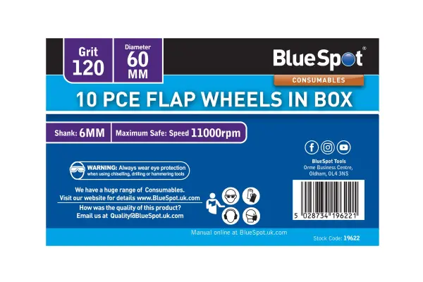 Blue Spot Tools 10-delige 120 Korrel 60mm Flap Wheels Set