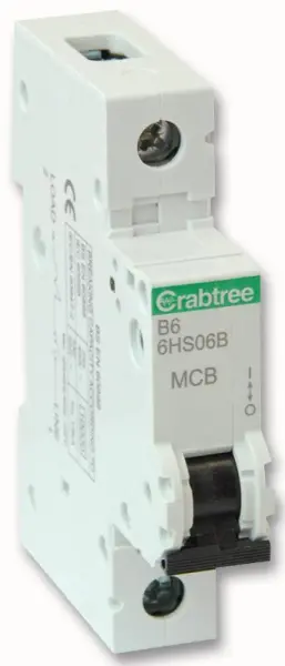 CRABTREE 6A SP MCB, B 커브, 10kA, 230V AC