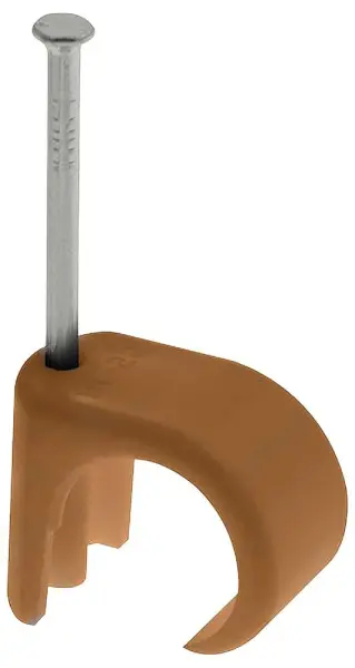 Q-CRIMP Round Cable Clips, Nail Mount, Pack of 100 - Brown
