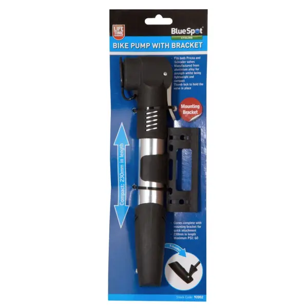 Blue Spot Tools - Pompa rowerowa z uchwytem, 120 PSI