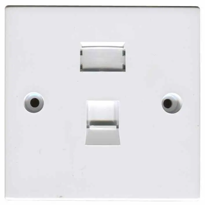 TUK Cat6 RJ45 Single Socket Faceplate, White, 86x86mm