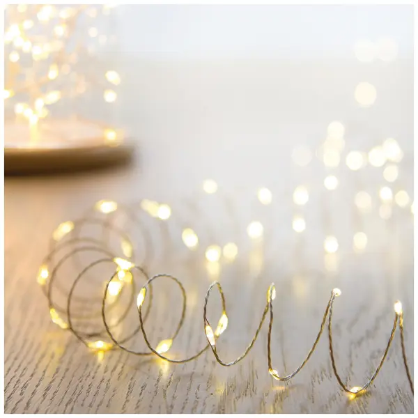 Premier 100 LED Solar Microbrights Pinwire String Lights, Warm White, IP44, 5m