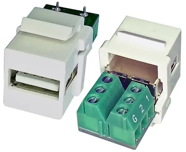 TUK Enchufe Keystone USB 2.0 Tipo A Hembra con Terminales de Tornillo, Blanco