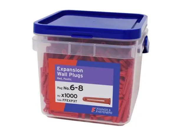 ForgeFix プラスチック拡張壁用プラグ 赤 6-8 1000個入り