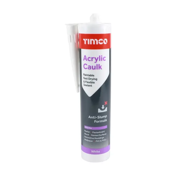 TIMCO Acrylic Caulk 300ml - White, Water-Resistant Sealant