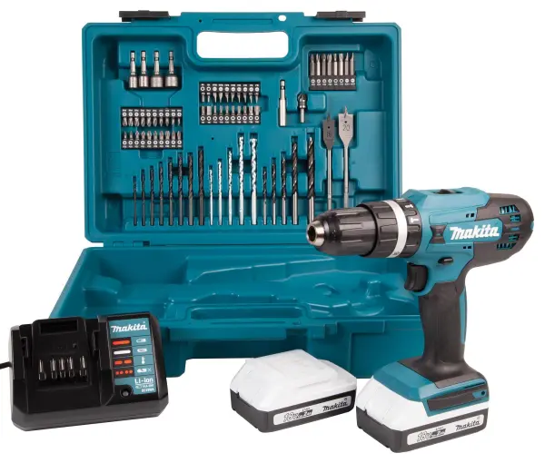 Makita 18V G Series Cordless Combi Drill Kit with 2x 2Ah Batteries & 74-Piece