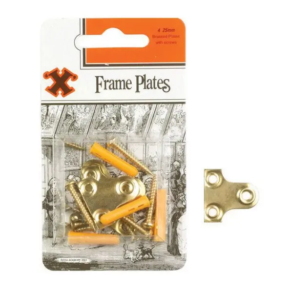 X Brass Frame Plates 25mm 4pk
