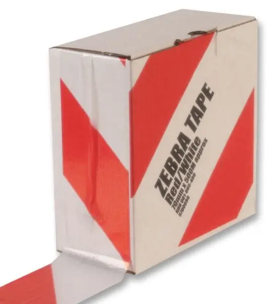 JSP Red & White Zebra Hazard Barrier Tape, 70mm x 100m