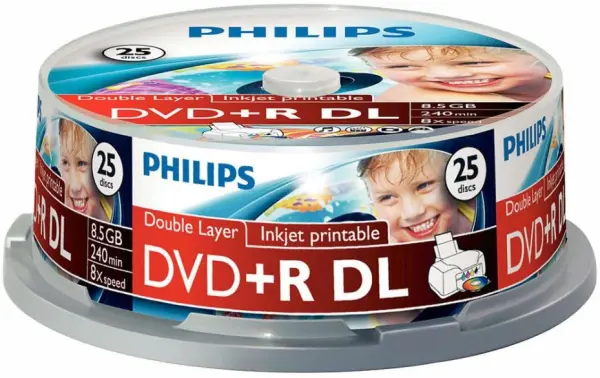 PHILIPS - 8x Geschwindigkeit DVD+R DL beschreibbare DVDs - Spindel 25er Pack