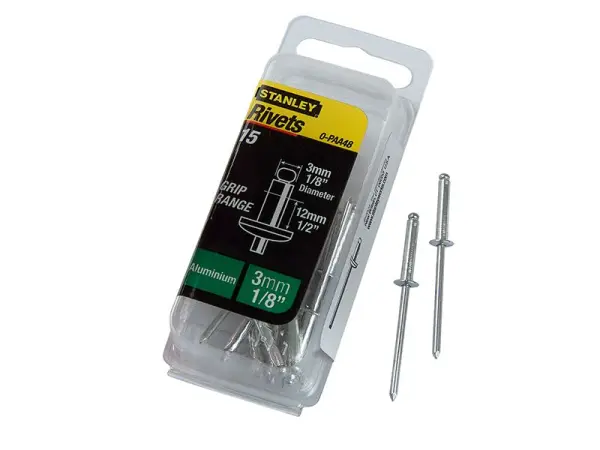 STANLEY® Aluminium-Niete Lang 3 x 12mm, Packung mit 15 Stück