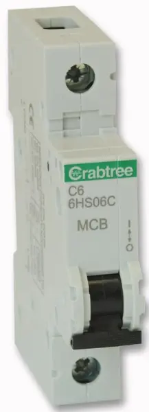Crabtree 6A Enkelpolige MCB, C Curve, 230V AC