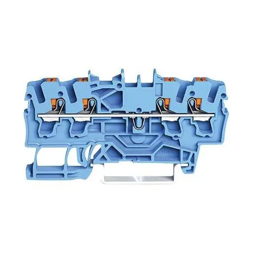 WAGO 4 Conductor Through Terminal Block with Push Button and Test Port, 35mm, 2 - Blue