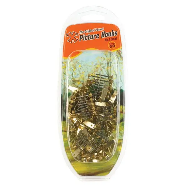 X No 1 Brass Plated Picture Hooks 50 Pack