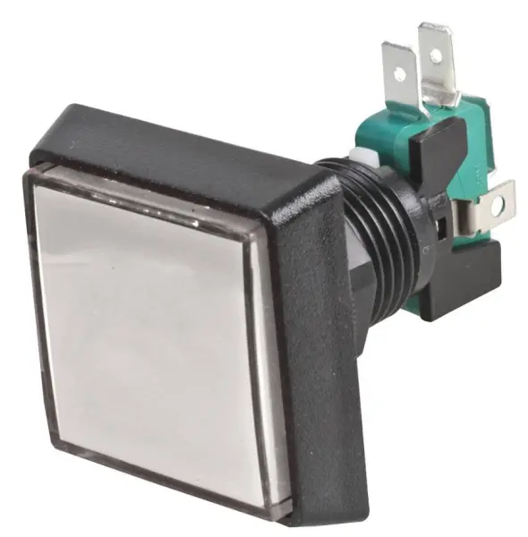 RJS LED 조명형 사각 푸시 버튼 스위치, 12V DC, 화이트