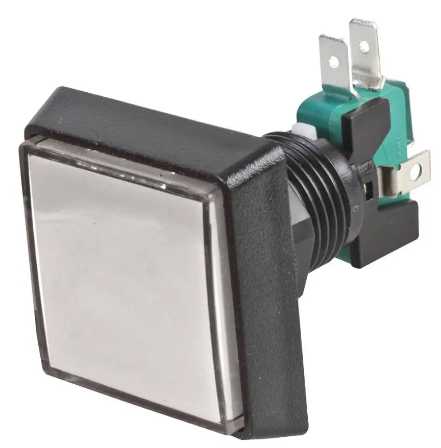 RJS LED - Cnaipe Brúite Cearnach Soilsithe, 12V DC, Bán