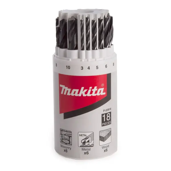 Makita P-23818 直柄鑽頭套裝 18件 (含木工、石鑽及地鑽頭)