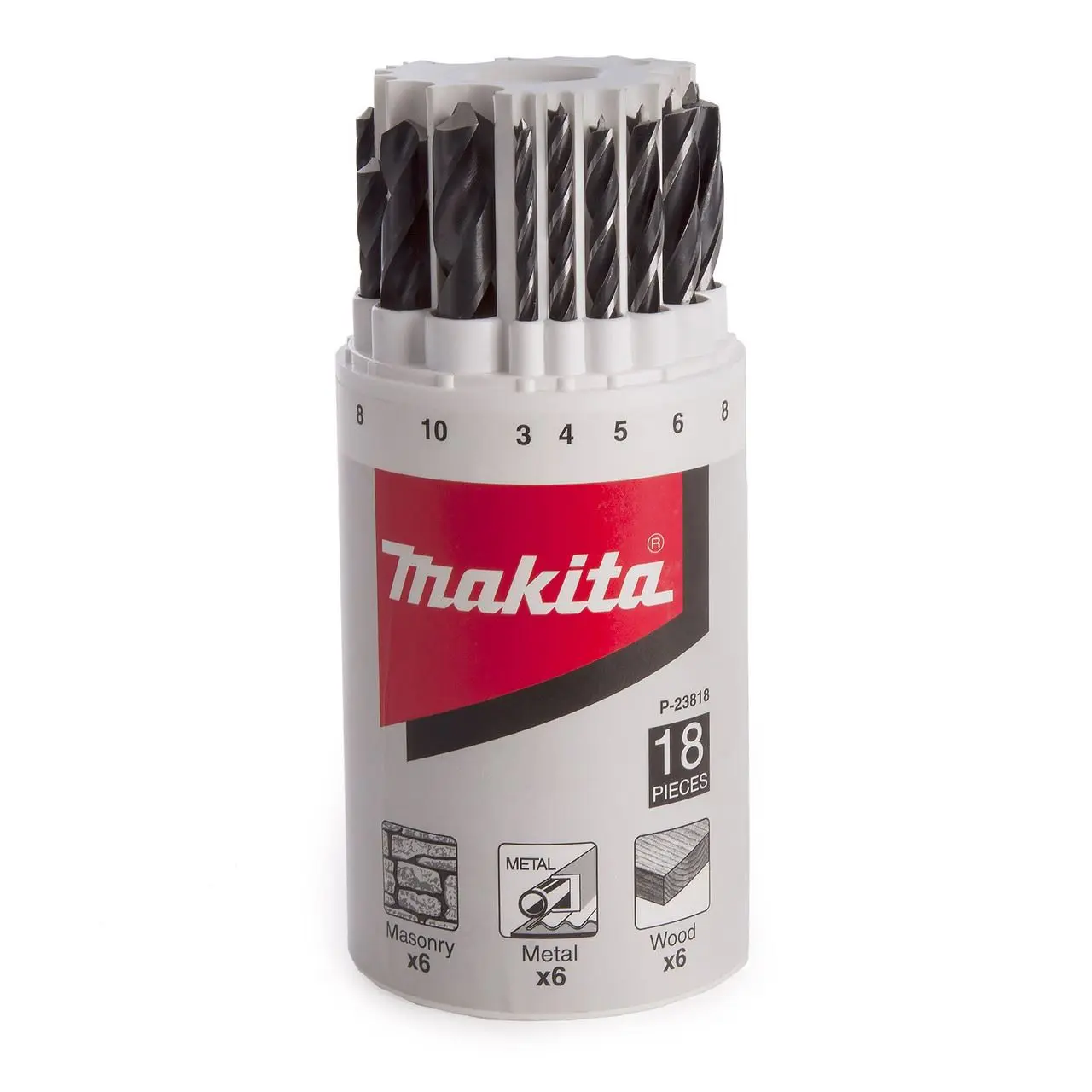 Makita P-23818 Straight Shank Mixed Drill Bit Set (18 Piece)