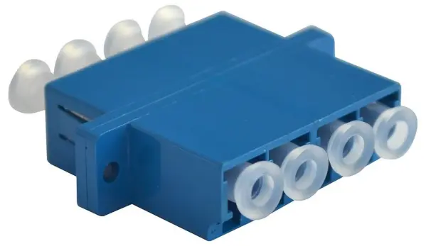 Single Mode LC UPC Quadplex Fibre Coupler, Blue, Flanged