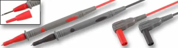 Fiches banane à angle droit TENMA 10A 4mm avec câbles de test, 1,2m