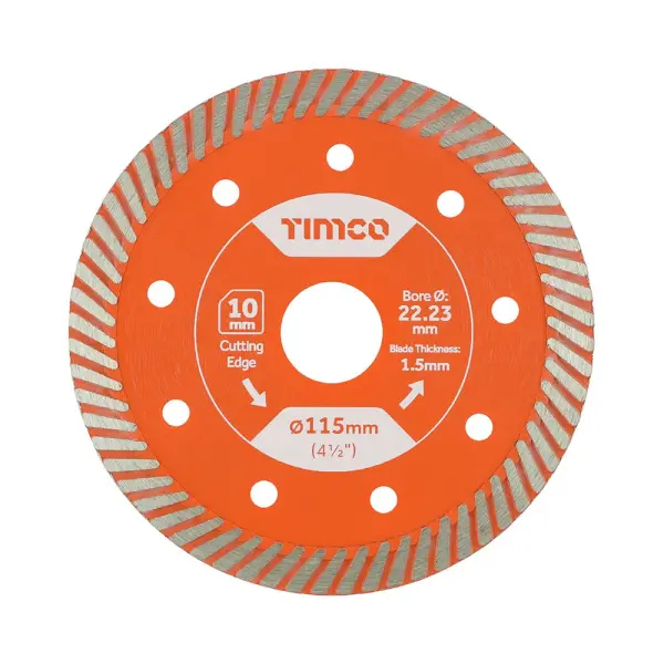 Timco Premium Diamond Tile Blade, 115mm x 22.2mm Thin Turbo