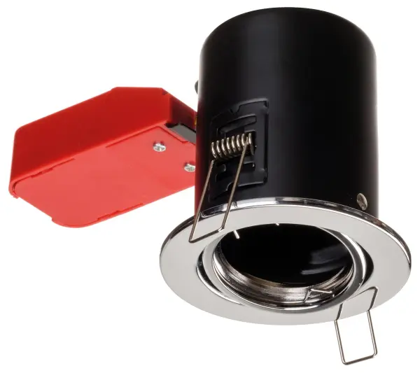 RED ARROW Fire Rated Steel Tilting Downlight, IP20 - Chrome Red