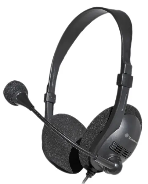 DYNAMODE USB Over-Ear Stereo Headphones with Mic, Black