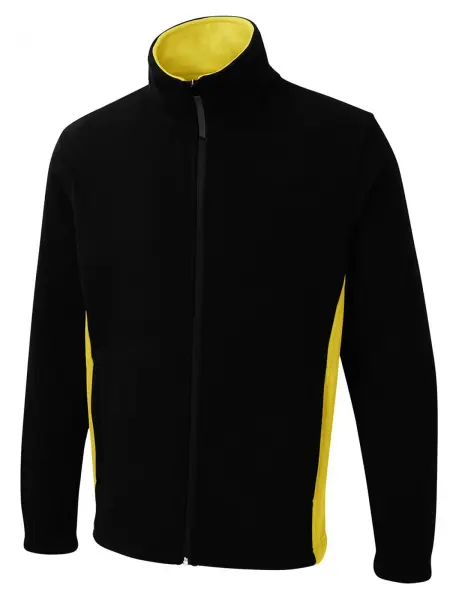 Uneek Unisex Fleece Jacket Black/Yellow - XL
