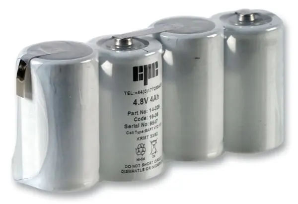 HiLo 4.8V 4Ah ニッケルカドミウム非常灯用バッテリーパック（Dサイズ電池4本分）