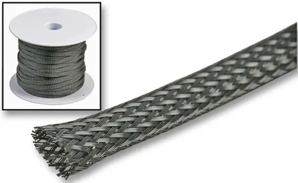 PRO POWER 6mm Black Polyester Expandable Braided Sleeving, 50m