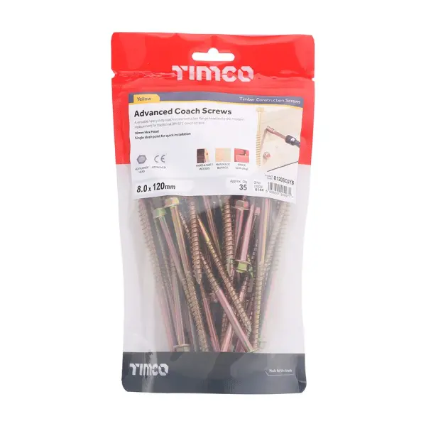 Timco - Προηγμένη Coach Βίδα - 8.0 x 120
