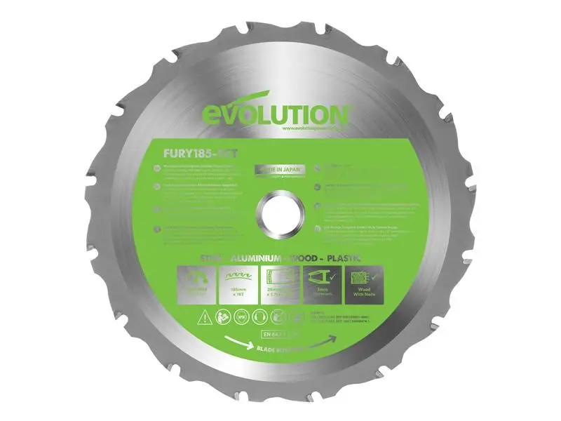 Evolution FURY Multi-Purpose TCT Saw Blade 185mm x 20mm