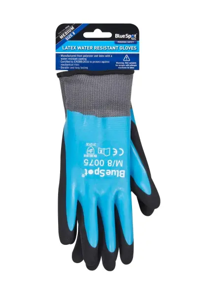 Gants résistants à l'eau en latex Blue Spot Tools - Taille moyenne