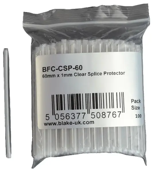 BLAKE UK Clear Splice Heat Shrink Protector Sleeves, Pack of 100 - 60mm