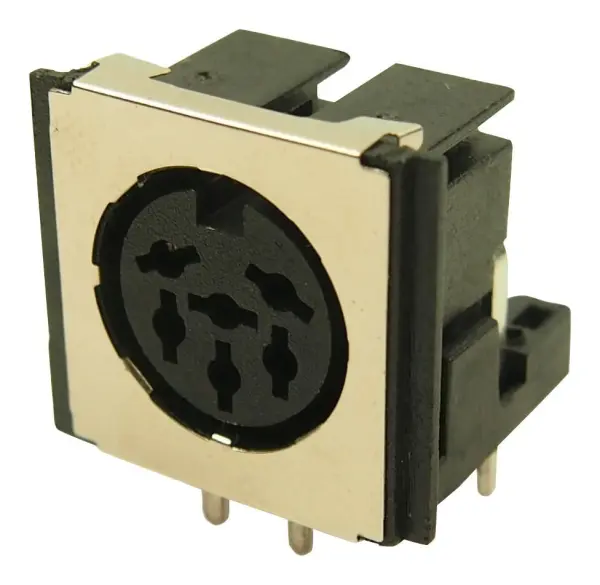Right Angle PCB Mounting DIN Socket Connector 6 Pin with EMI/RFI Screen